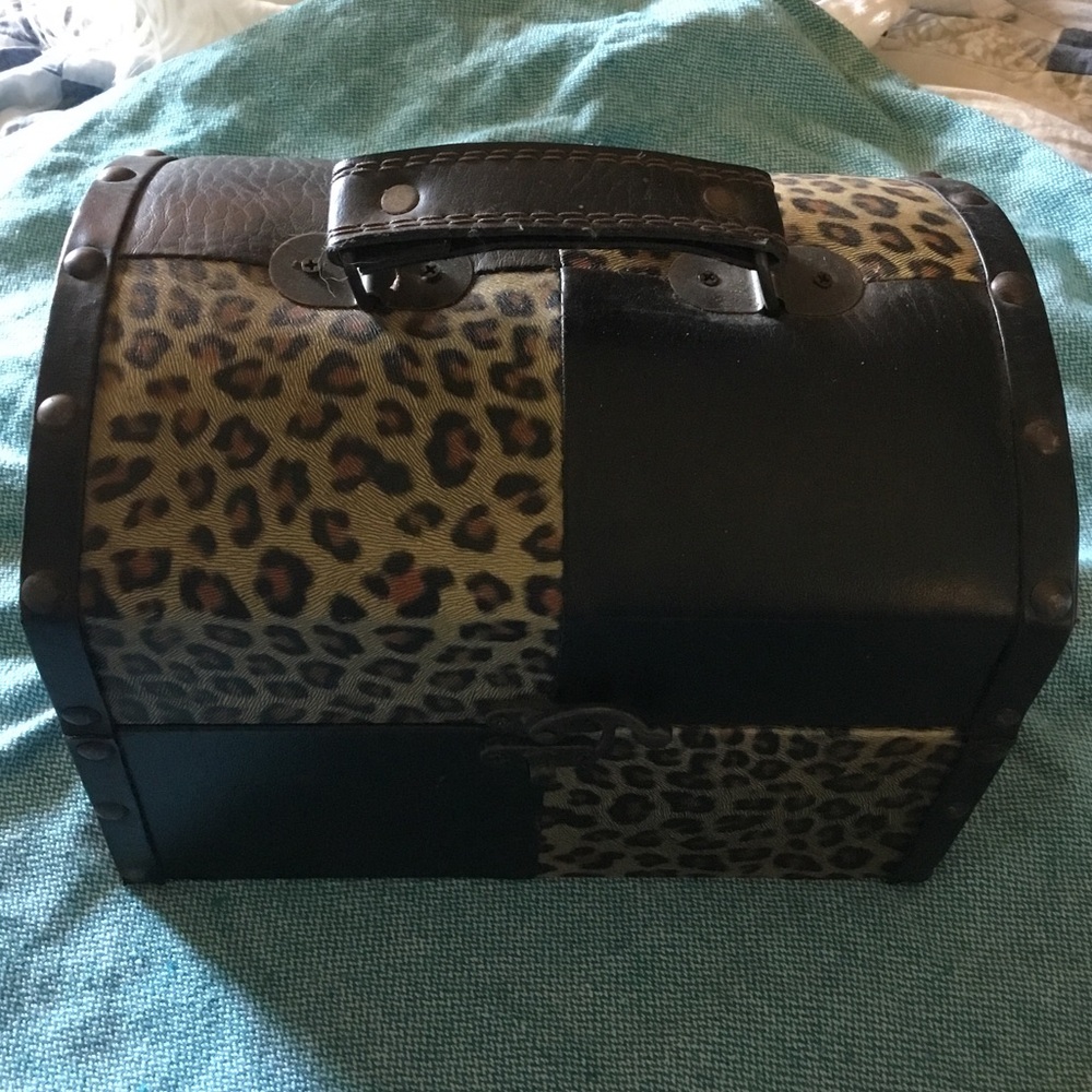 Leopard Print Decorative Storage Trunk - Brown & Black
